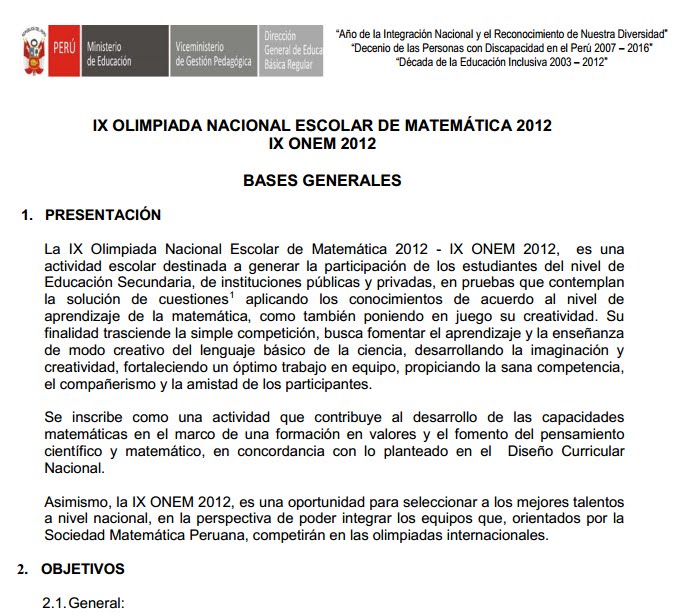 IX Olimpiada Escolar de Matematica ONEM 2012 segunda etapa 28 Setiembre